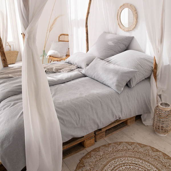 Estella Bettwäsche Alvaro 200x200cm, Halbleinen, grau